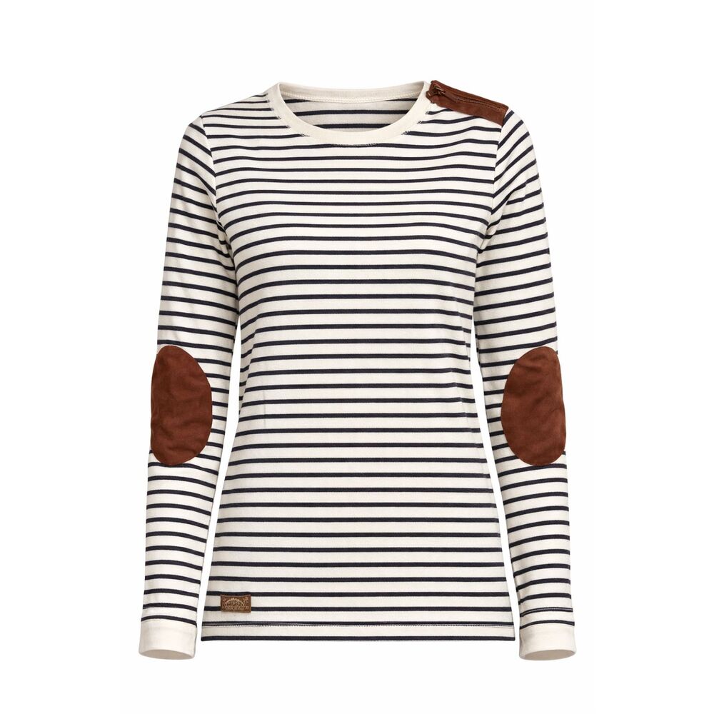 Lauren Jeans Co Ralph Lauren Striped Top Large Elbow Patch Long Sleeve Cotton